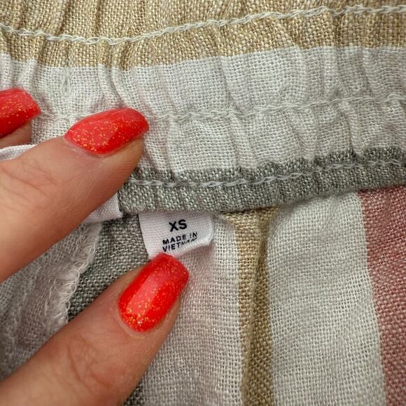 Gap Shorts Linen Blend Striped XS Muted Tones Elastic Waist 3 Inch Inseam Beach - Picture 5 of 8